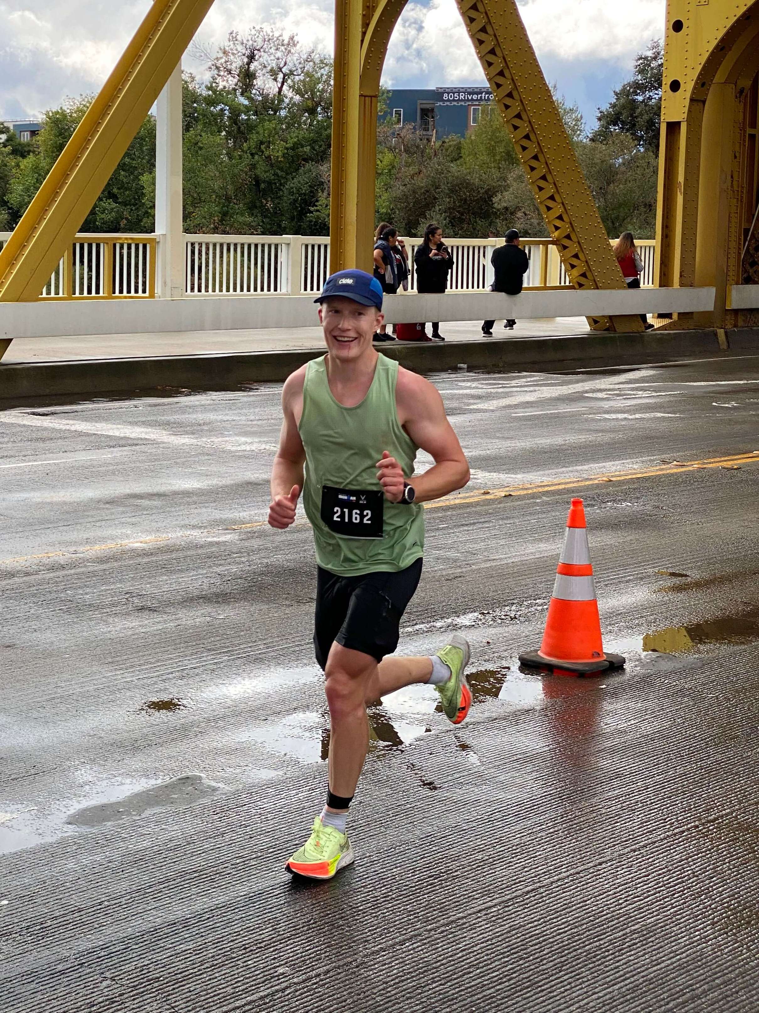 It was raining hard at the start of the run.